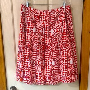 EUC Ashley Stewart Red, Orange & White A-Line Skirt